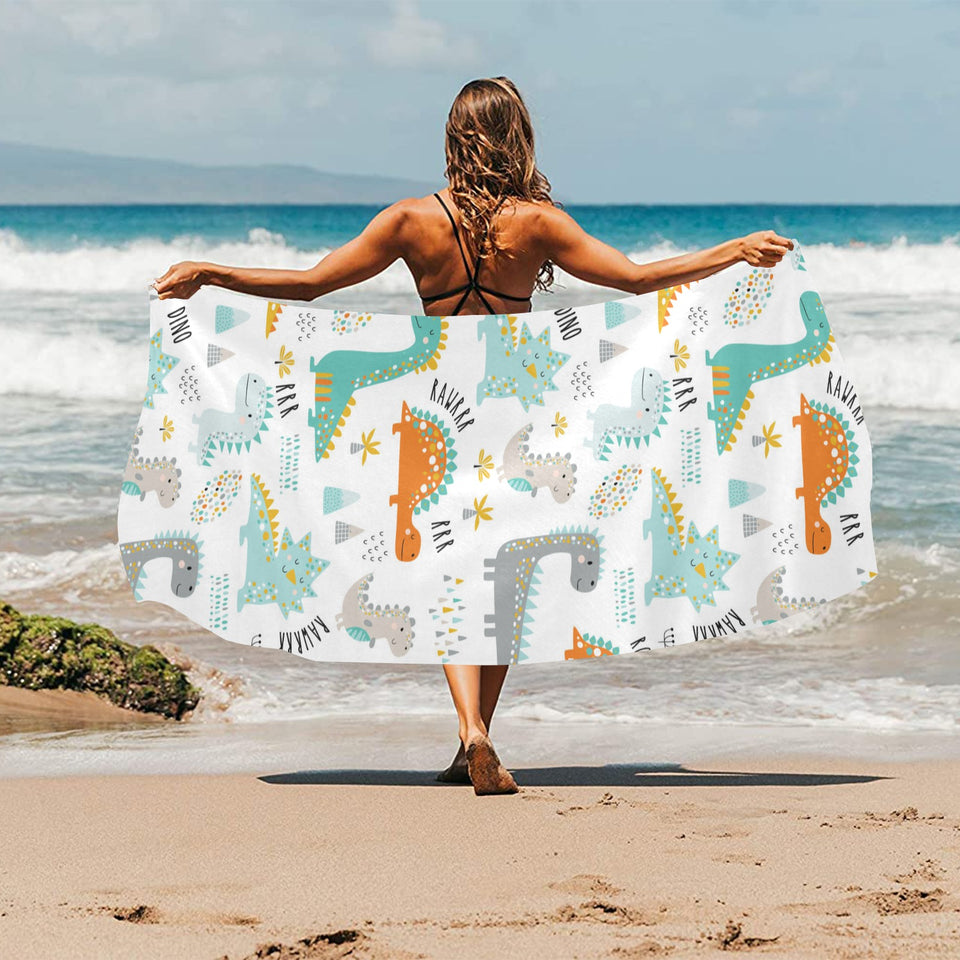 Cute funny kids dinosaurs pattern Beach Towel