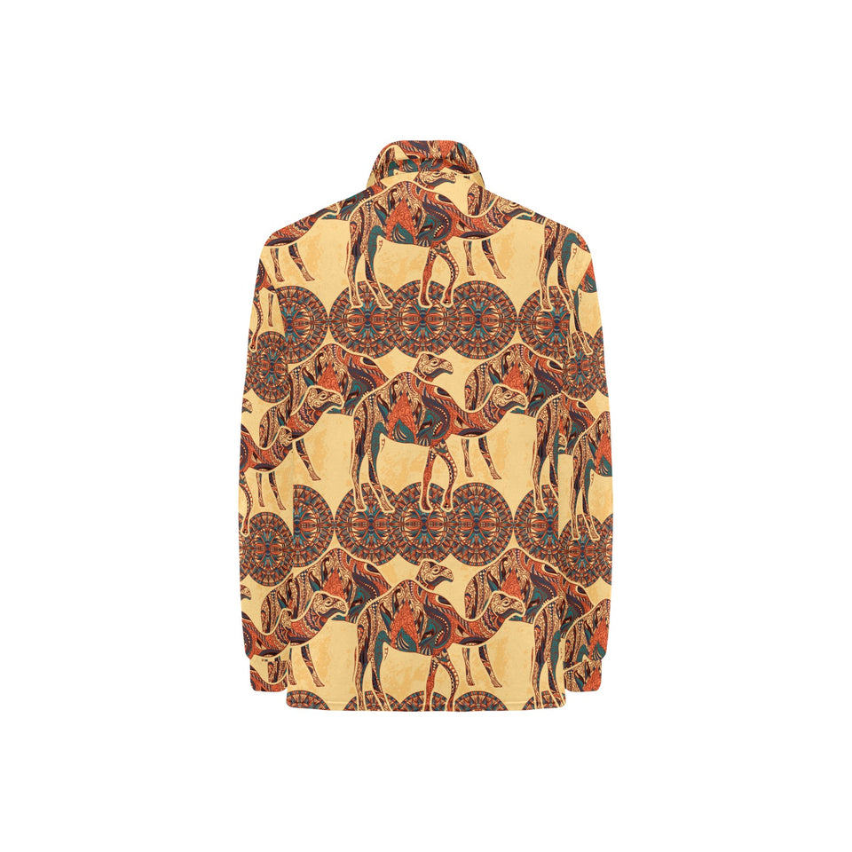 Camel polynesian tribal design pattern Women's Long Sleeve Polo Shirt