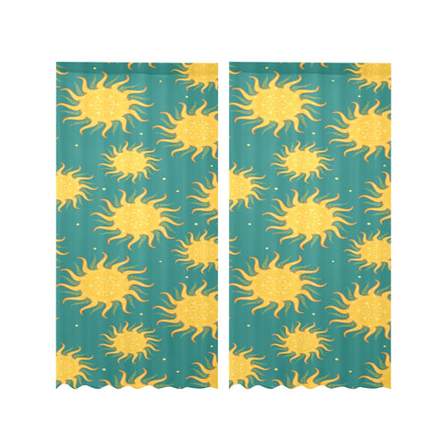 Sun green background Gauze Curtain