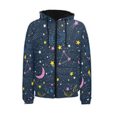 space pattern with planets, comets, constellations Men's Padded Hooded Jacket