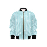 Snowflake pattern blue stripe background Kids' Boys' Girls' Bomber Jacket