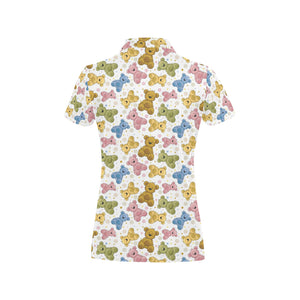 Teddy Bear Pattern Print Design 01 Women's All Over Print Polo Shirt