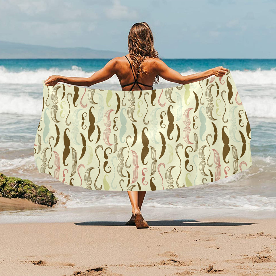 Mustache Beard Pattern Print Design 01 Beach Towel
