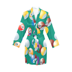 Billiard Ball Pattern Print Design 01 Women's Long Sleeve Belted Night Robe