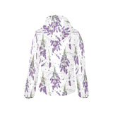 lavender flower design pattern Women's Padded Hooded Jacket
