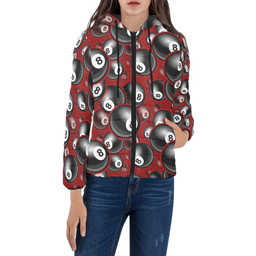 Billiard Ball Pattern Print Design 05 Women's Padded Hooded Jacket