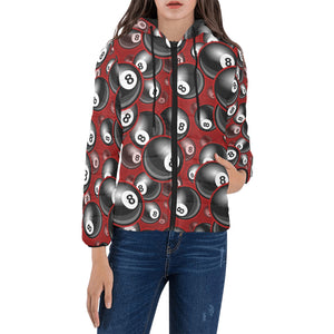 Billiard Ball Pattern Print Design 05 Women's Padded Hooded Jacket