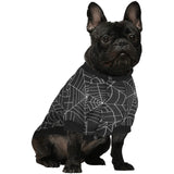 Spider web pattern Black background white cobweb All Over Print Pet Dog Round Neck Fuzzy Shirt