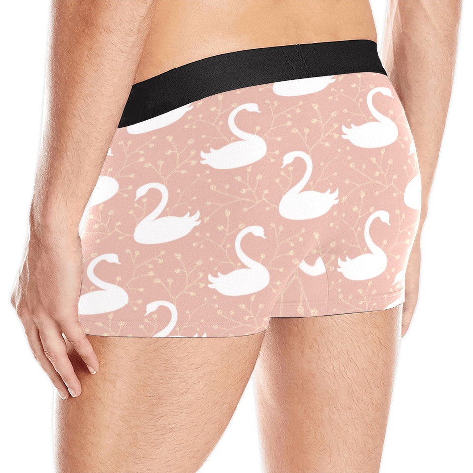 Swan flower light pink background Men's All Over Print Boxer Briefs Men's Underwear