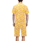 Potato Chips Pattern Print Design 01 Men's V-Neck Short Pajama Set
