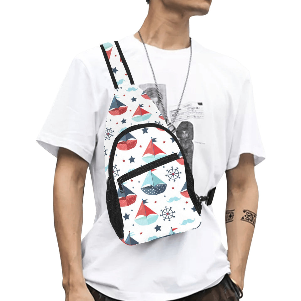 Cute color paper sailboat pattern All Over Print Chest Bag