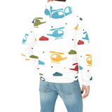 Colorful helicopter pattern Men's Padded Hooded Jacket