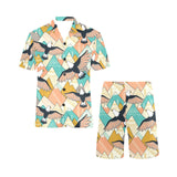 Eagle Pattern Print Design 02 Men's V-Neck Short Pajama Set