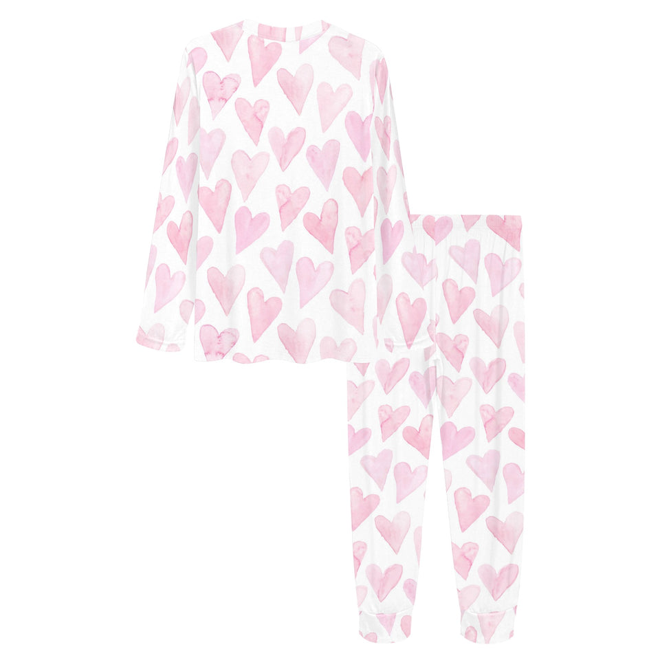 Watercolor pink heart pattern Women's All Over Print Pajama Set