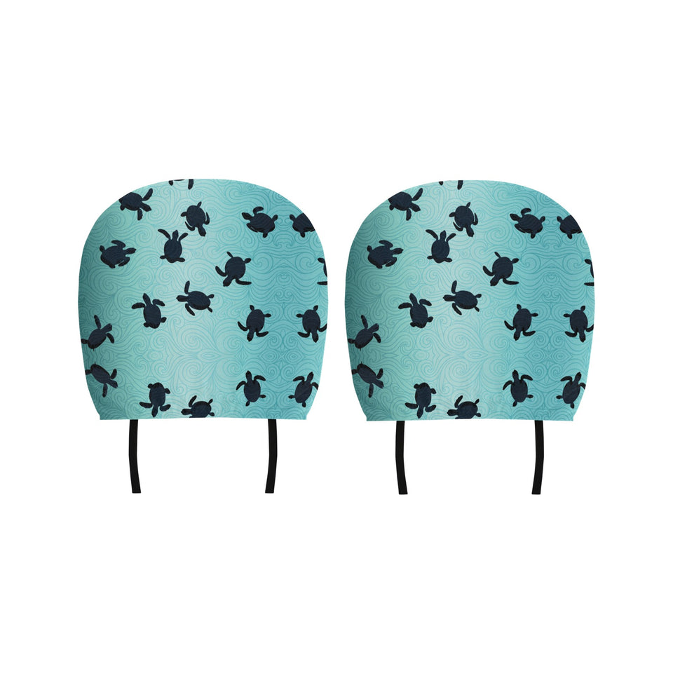 Sea turtle with blue ocean backgroud Car Headrest Cover
