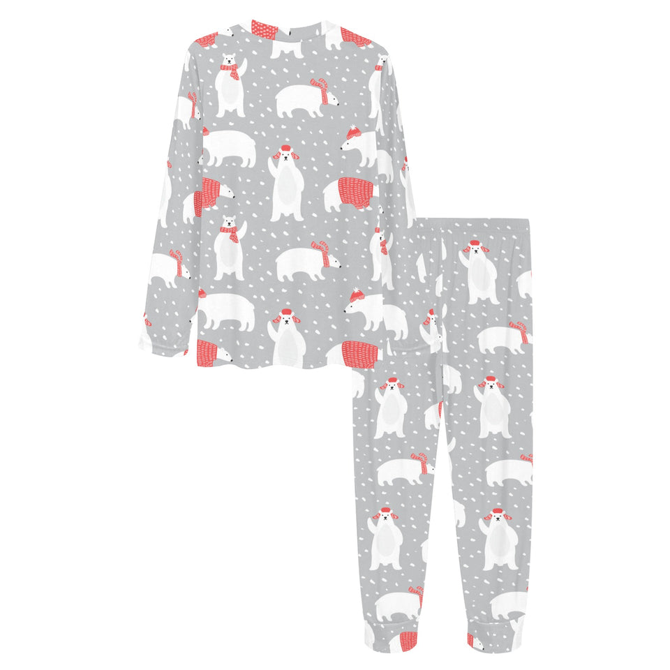Cute polar bear christmas snow pattern Women's All Over Print Pajama Set