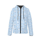 Seagull Pattern Print Design 02 Women's Padded Hooded Jacket
