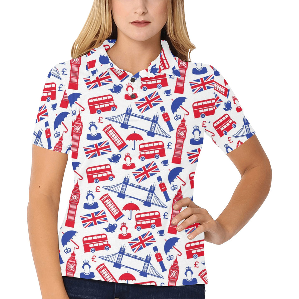 British Pattern Print Design 01 Women's All Over Print Polo Shirt