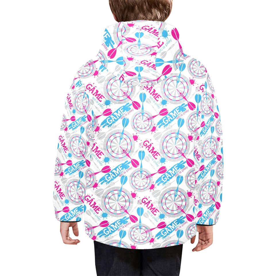 Darts Pattern Print Design 01 Kids' Boys' Girls' Padded Hooded Jacket
