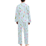 Watercolor Tulips pattern Men's Long Pajama Set