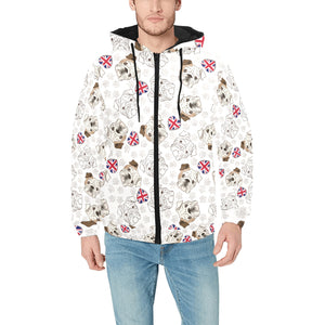 English Bulldog Pattern Print Design 01 Men's Padded Hooded Jacket