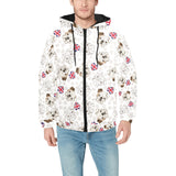 English Bulldog Pattern Print Design 01 Men's Padded Hooded Jacket