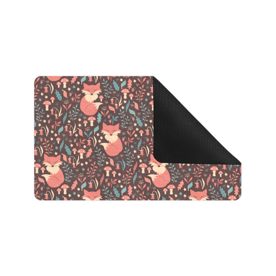 fox leaves mushroom pattern Doormat