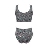 Ostrich Pattern Print Design 01 Chest Bowknot High Waisted Bikini Swimsuit