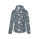 windmill tree pattern Women's Padded Hooded Jacket