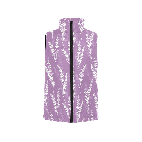 Lavender flowers purple pattern Men's Padded Vest