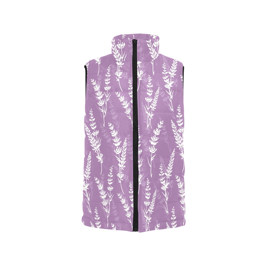Lavender flowers purple pattern Men's Padded Vest