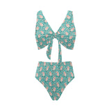 Pig Pattern Print Design 01 Chest Bowknot High Waisted Bikini Swimsuit