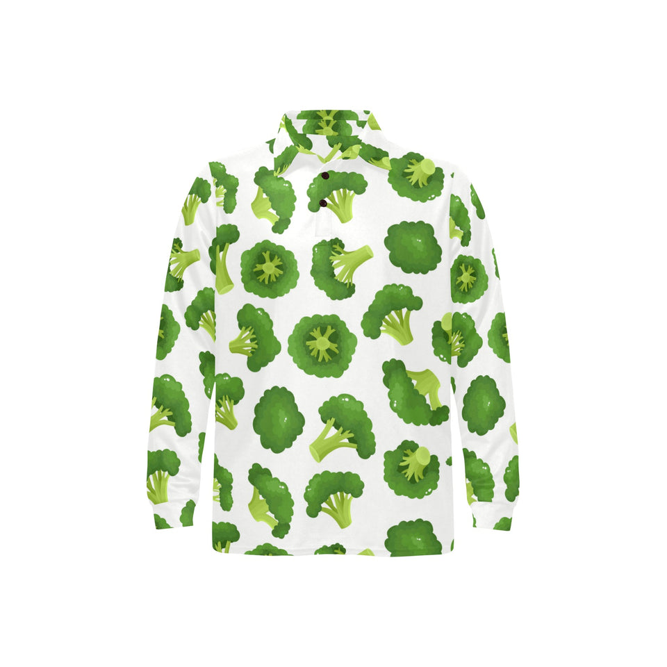 Cute broccoli pattern Men's Long Sleeve Polo Shirt