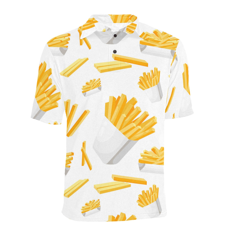 French fries white paper box pattern Men's All Over Print Polo Shirt