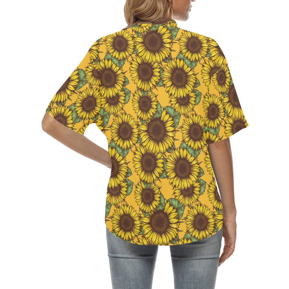Sunflower pattern Women's All Over Print Hawaiian Shirt
