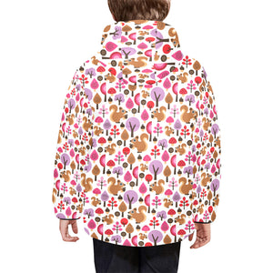 Squirrel Pattern Print Design 02 Kids' Boys' Girls' Padded Hooded Jacket