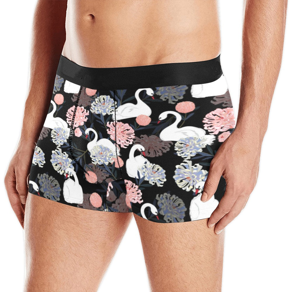 white swan blooming flower pattern Men's All Over Print Boxer Briefs Men's Underwear