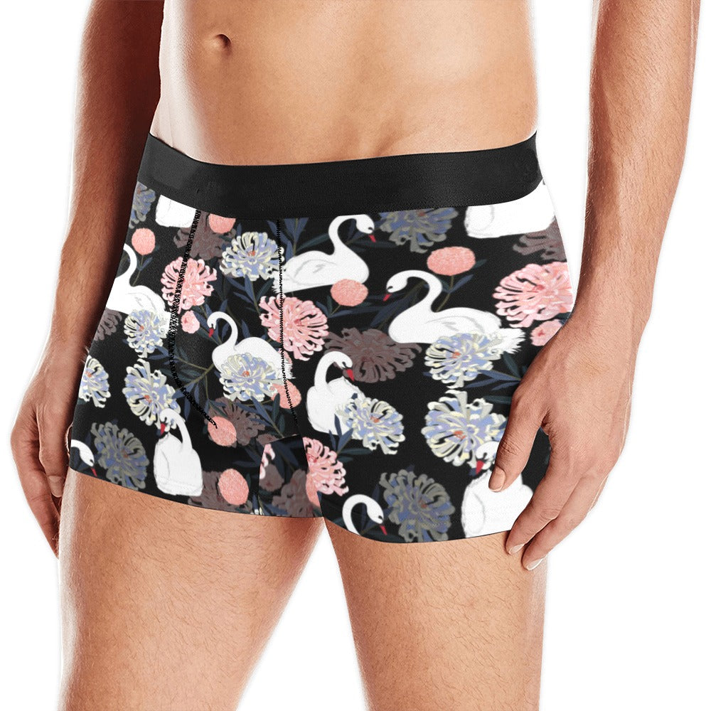 white swan blooming flower pattern Men's All Over Print Boxer Briefs Men's Underwear