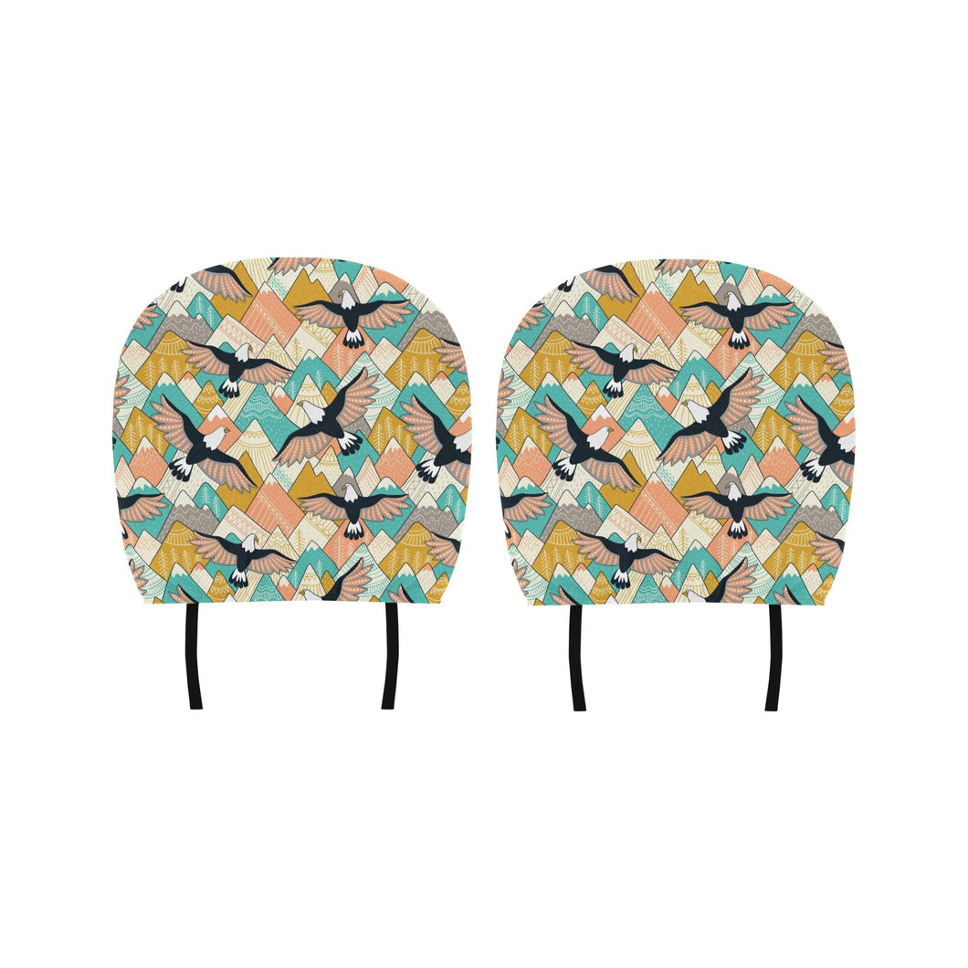 Eagle Pattern Print Design 02 Car Headrest Cover