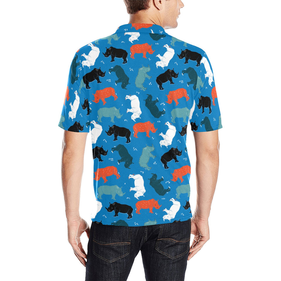 Colorful rhino pattern Men's All Over Print Polo Shirt