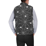 Spider web design pattern Black background white c Men's Padded Vest