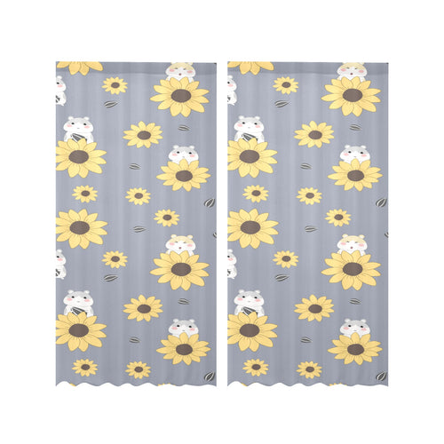 Cute hamster sunflower pattern background Gauze Curtain