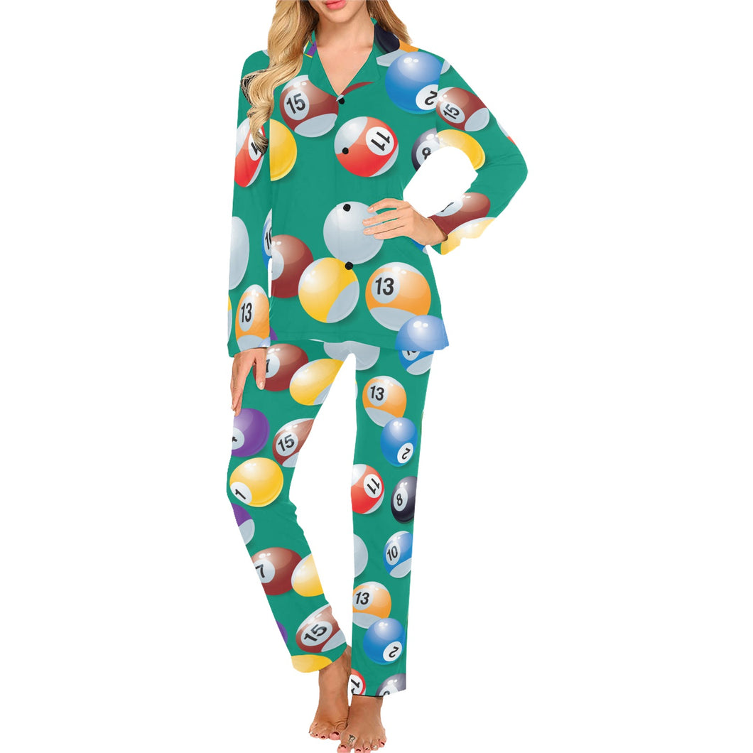 Billiard Ball Pattern Print Design 01 Women's Long Pajama Set