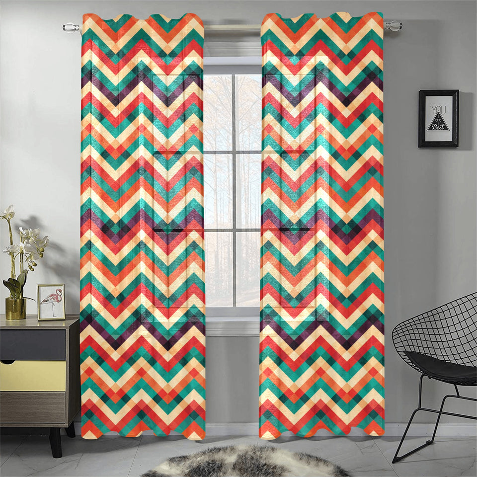 zigzag chevron colorful pattern Gauze Curtain