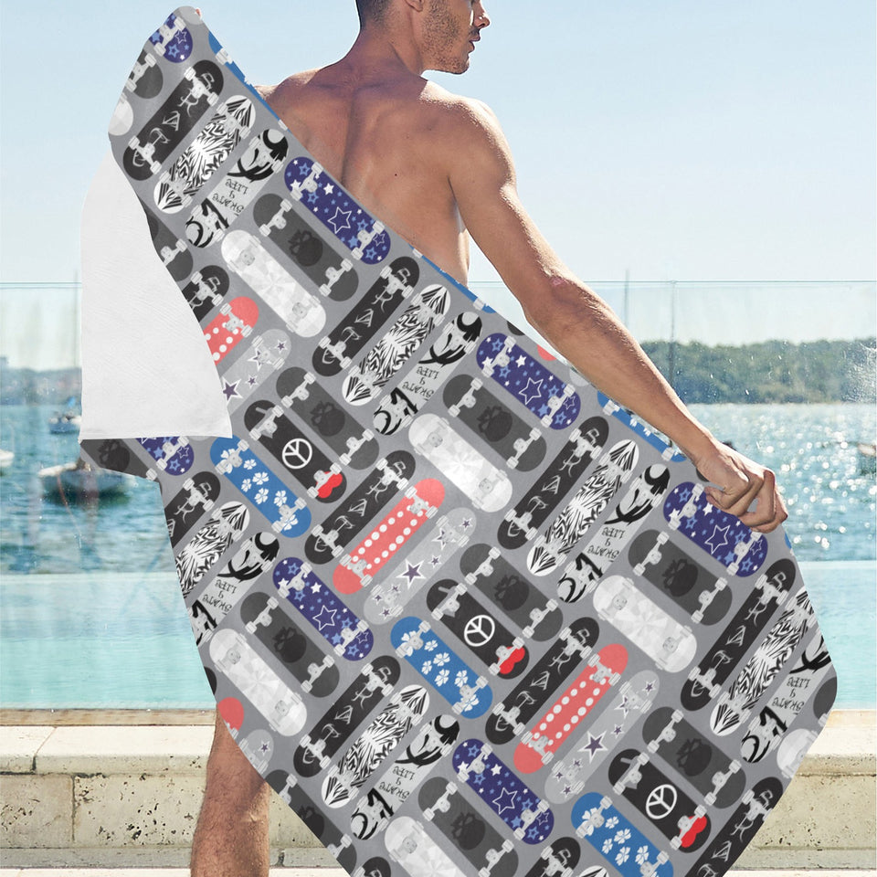Skate Board Pattern Print Design 04 Beach Towel