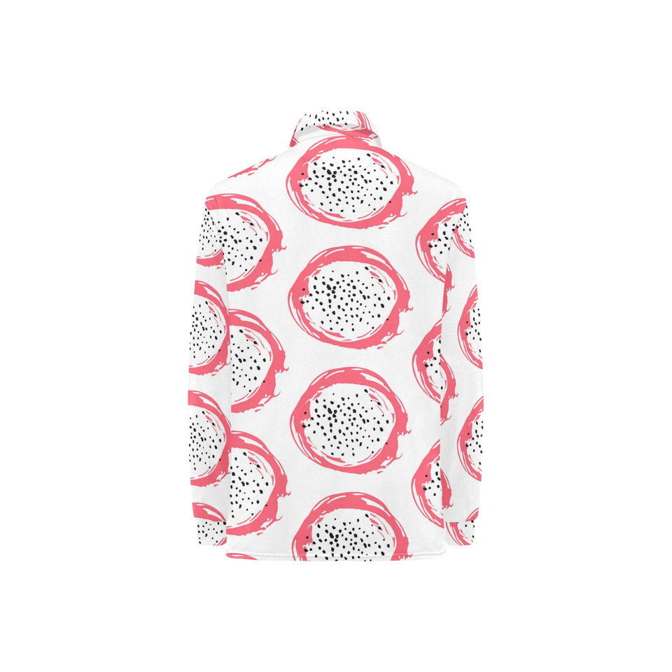 Hand drawn dragon fruit Women's Long Sleeve Polo Shirt