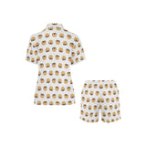 Pretzels Pattern Print Design 02 Women's V-Neck Short Pajama Set