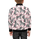 Zebra pink flower background Kids' Boys' Girls' Bomber Jacket