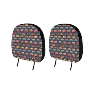 Camper Van Pattern Print Design 02 Car Headrest Cover