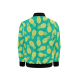 Pineapples pattern green background Kids' Boys' Girls' Bomber Jacket